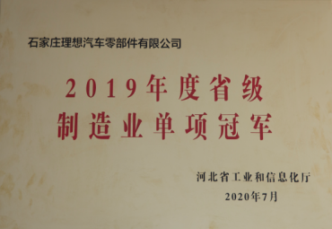 2019年度省级制造业单项冠军